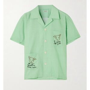 Bode green embroidered shirt, XS